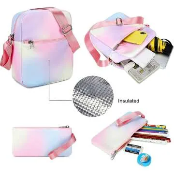 Rainbow Backpack Set for Teen Girls - Stylish School Gear