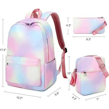 Rainbow Backpack Set for Teen Girls - Stylish School Gear