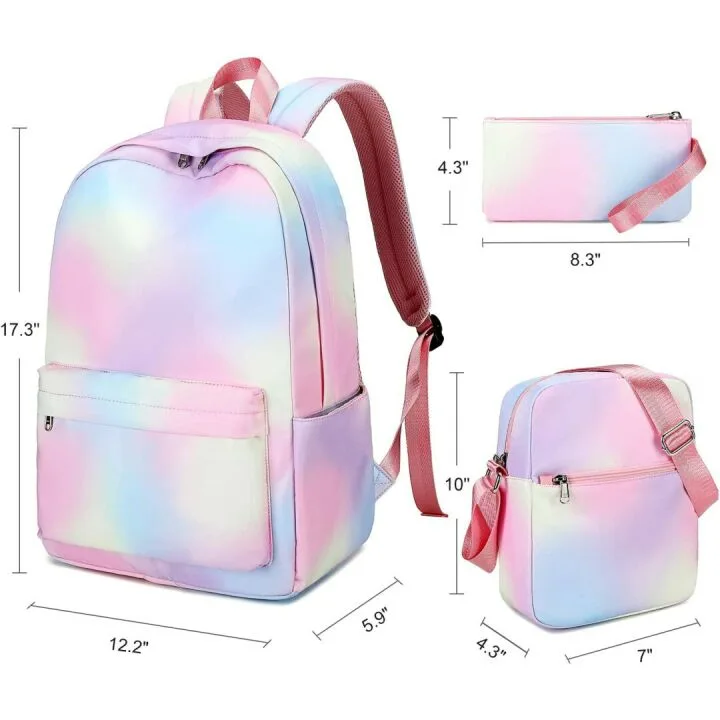Rainbow Backpack Set for Teen Girls - Stylish School Gear