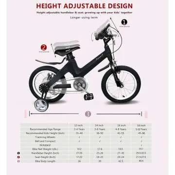 Kids BMX Mountain Bike with Training Wheels & Brakes