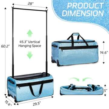 Versatile Rolling Dance Bag with Garment Rack and Shine