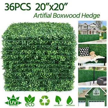 Yaheetech 12 PCS 20"x 20" Artificial Boxwood Panels Topiary Hedge Plant, Privacy Hedge Screen UV Pro...