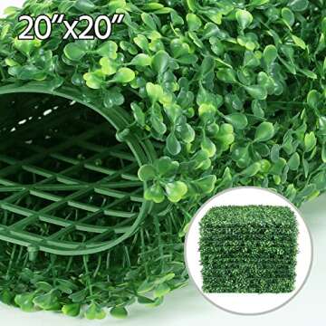 Yaheetech 12 PCS 20"x 20" Artificial Boxwood Panels Topiary Hedge Plant, Privacy Hedge Screen UV Protected Greenery Wall, Decor Faux Grass Wall Panel Suitable for Outdoor Indoor Garden Backyard