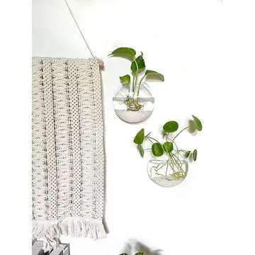 Kingbuy Wall Hanging Glass Planter Propagation Station - 4 Pack Oblate Globe Wall-Mounted Vases for Indoor Hydroponic Air Plants Bathroom Living Room Office Decor Gift for Women, Mom, Plants Lovers