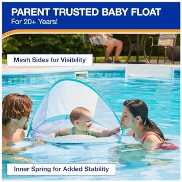 Swimways Baby Spring Float, Baby Pool Float with Canopy & UPF Protection, Swimming Pool Accessories for Kids 9-24 Months, Shark