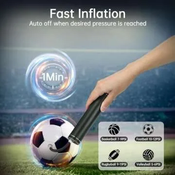 Morpilot Automatic Electric Fast Ball Pump with Needle and Nozzle - Air Pump for Inflatables, Athletic Basketball, Soccer, Volleyball, Football, Sport Ball and Swimming Ring - Faster Inflation
