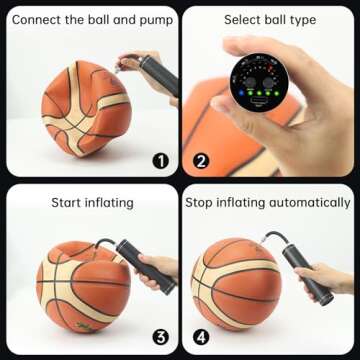 Morpilot Automatic Electric Fast Ball Pump with Needle and Nozzle - Air Pump for Inflatables, Athletic Basketball, Soccer, Volleyball, Football, Sport Ball and Swimming Ring - Faster Inflation