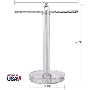 STORi 30 Peg Necklace Holder with Organizer Tray, Premium Quality Jewelry Stand, Store Perfume Bottles & Makeup in the Divided Vanity Tray, Made in USA