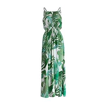 CUPSHE Women's Leafy Cutout Maxi Sleeveless Dress, L Green