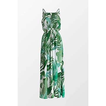 CUPSHE Women's Leafy Cutout Maxi Sleeveless Dress, L Green