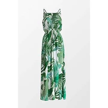 CUPSHE Women's Leafy Cutout Maxi Sleeveless Dress, L Green