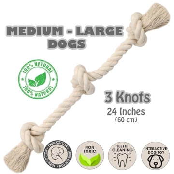 Natural Cotton Dog Rope Toy Safe Chew Tug Play