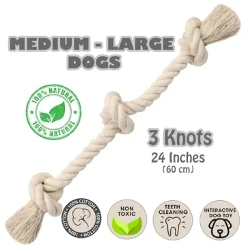 Natural Cotton Dog Rope Toy Safe Chew Tug Play