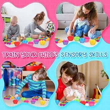 Yaomiao 90 Pcs Fine Motor Skills Counting Sorting Sensory Bin Filler Toy Set Matching Game Include 72 Hedge Ball 4 Tweezer 2 Scissor Clip 12 Sorting Cup for Preschool Early Education Train Development