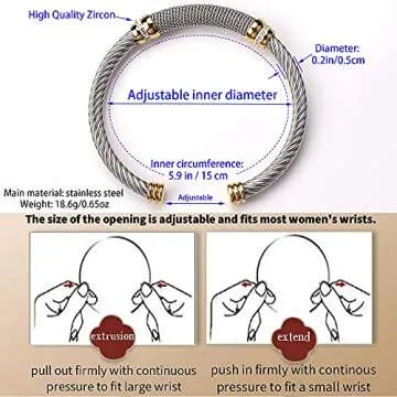 Dorriss Cable Bracelets for Women Thin Open Bangle Stainless Steel Personalized Elastic Adjustable Bangle Jewelry With Gift Box