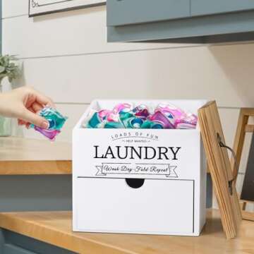 Wood Dryer Sheet Holder with Lid for Organized Laundry Room