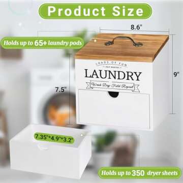 Wood Dryer Sheet Holder with Lid for Organized Laundry Room