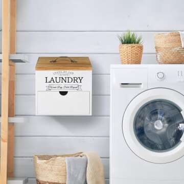 Wood Dryer Sheet Holder with Lid for Organized Laundry Room