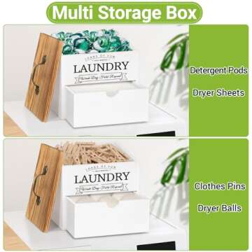 Wood Dryer Sheet Holder with Lid for Organized Laundry Room