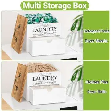 Wood Dryer Sheet Holder with Lid for Organized Laundry Room