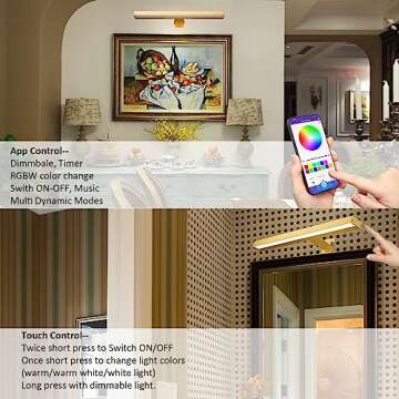 MIOBLUE LED Picture Light with App Control, 16in Battery Painting Light Display Lamp with APP Music Sync Multi Dynamic Modes Dartboard Light, Timer Artwork Light for Frame Portrait