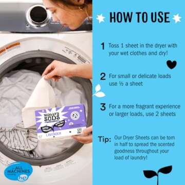 Molly's Suds Fabric Softener Dryer Sheets for Sensitive Skin | Plant-Based Static Reducer, Plastic-Free Packaging | Peppermint (120 Sheets)