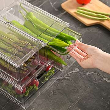 MineSign Stackable Fridge Organizer Drawers Set for Easy Storage