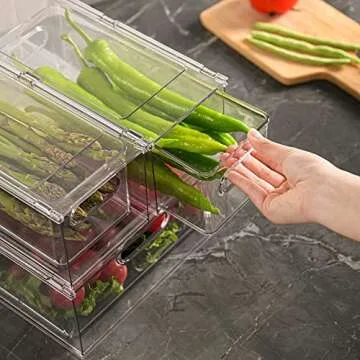 MineSign Stackable Fridge Organizer Drawers Set for Easy Storage