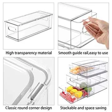 MineSign Stackable Fridge Organizer Drawers Set for Easy Storage