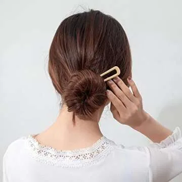 Iaceble Metal U Shape Hairpin Gold Hair Fork Barrette Metal Hair Stick Pin Minimalist Hair Pin Decorative Hair Accessories for Women and Girl Headdress (Gold) (Gold)