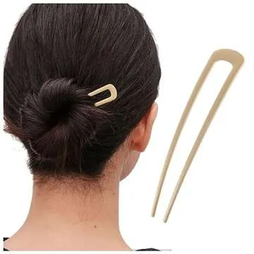 Iaceble Metal U Shape Hairpin Gold Hair Fork Barrette Metal Hair Stick Pin Minimalist Hair Pin Decorative Hair Accessories for Women and Girl Headdress (Gold) (Gold)
