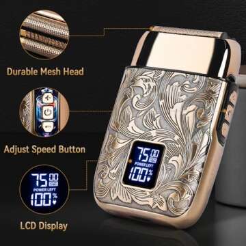 Ufree Close Shave Electric Foil Shavers for Men, 3-Speed Electric Razor and Head Shavers for Bald Men, Face Shaving Beard Trimmer with LCD Display, Gifts for Men