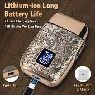 Ufree Close Shave Electric Foil Shavers for Men, 3-Speed Electric Razor and Head Shavers for Bald Men, Face Shaving Beard Trimmer with LCD Display, Gifts for Men