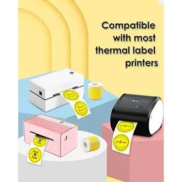 iEager 3 Inch Circle Thermal Sticker Labels, Self-Adhesive Round Direct Thermal Labels, Multi-Purpose Roll Thermal Stickers, 500 Labels, Yellow