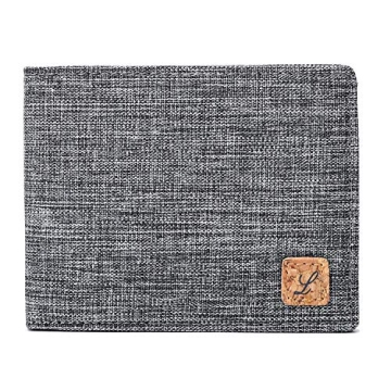 Mens Minimalist Slim Fabric Wallet Bifold RFID Blocking Thin Small Front Pocket Wallet Boys (Grey)