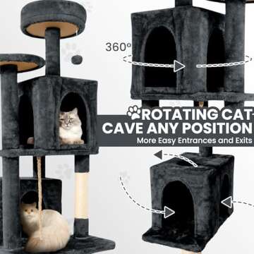 TSCOMON 58.5inch Cat Tree Tower with 360° Cave