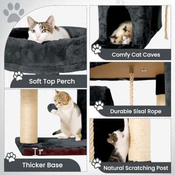 TSCOMON 58.5inch Cat Tree Tower with 360° Cave