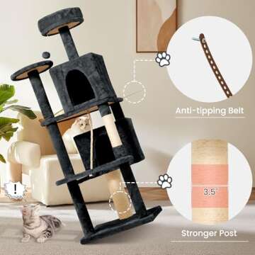 TSCOMON 58.5inch Cat Tree Tower with 360° Cave