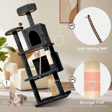 TSCOMON 58.5inch Cat Tree Tower with 360° Cave