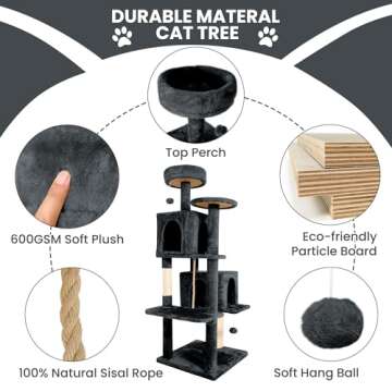 TSCOMON 58.5inch Cat Tree Tower with 360° Cave