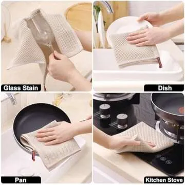 Homaxy 100% Cotton Kitchen Towels and Dishcloths Set, 12 x 12 Inches and 13 x 28 Inches, Set of 8 Bulk Kitchen Towels Set, Ultra Soft Absorbent Dish Towels for Washing Dishes, Beige