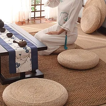 HUOZHI Straw Woven Floor Cushion for Meditation and Yoga