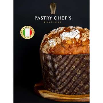 Deluxe Heavy Corrugated Gold and Brown Design Paper Large Panettone Paper Molds - 7.3''x 4.25'' - 6 Pieces