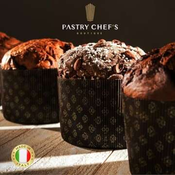 Deluxe Heavy Corrugated Gold and Brown Design Paper Large Panettone Paper Molds - 7.3''x 4.25'' - 6 Pieces