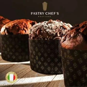 Deluxe Heavy Corrugated Gold and Brown Design Paper Large Panettone Paper Molds - 7.3''x 4.25'' - 6 Pieces