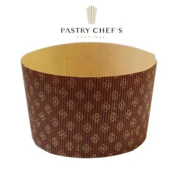 Deluxe Heavy Corrugated Gold and Brown Design Paper Large Panettone Paper Molds - 7.3''x 4.25'' - 6 Pieces