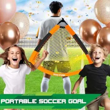 Dimples Excel Portable Soccer Goal Set (7x5FT/5x3.6FT/4x3FT/3x2.2FT) - 8/10mm Fiberglass Frame with 420D Oxford Net, Weatherproof Backyard/Beach Training Gear for Youth & Adults