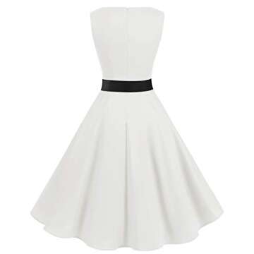 Gardenwed Women's Vintage Wedding Cocktail Party Sleeveless 1950s Retro Rockabilly Flared Formal Swing Dresses White XL