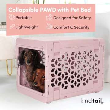 KindTail PAWD Collapsible Dog Crate + Washable Dog Bed - Stylish Pet Crate with Comfortable PAWD Pad...