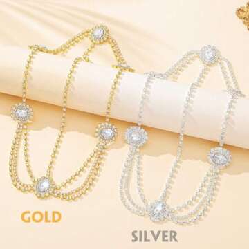 Aceorna Gothic Hair Jewelry Bride Wedding Head Chain Crystal Layering Rhinestones Festival Accessori...